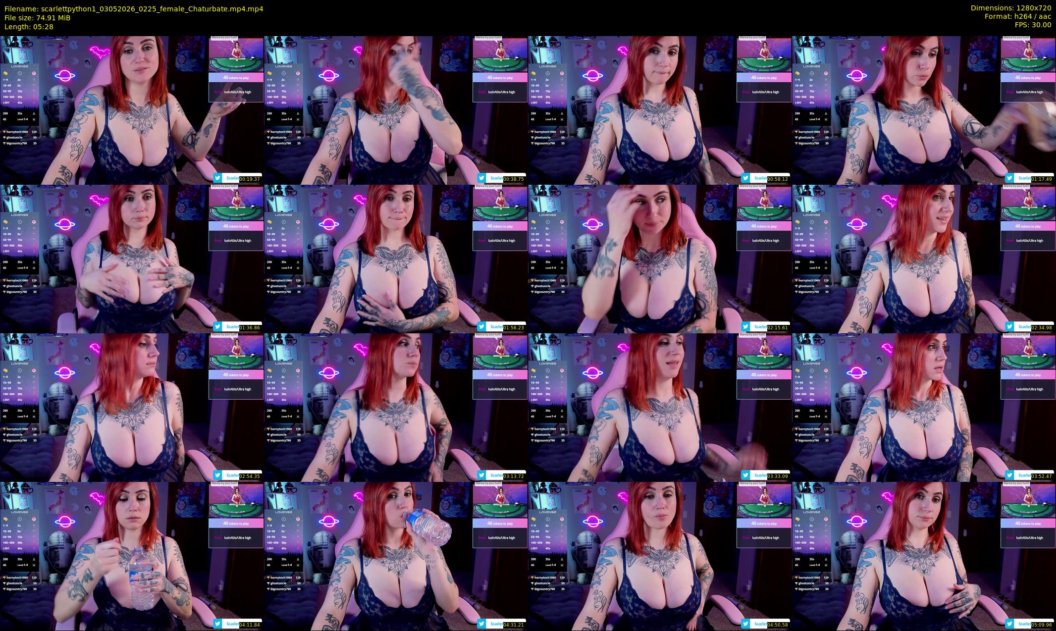 scarlettpython1 — 6 minute Chaturbate Female cam show, May 2, 2026