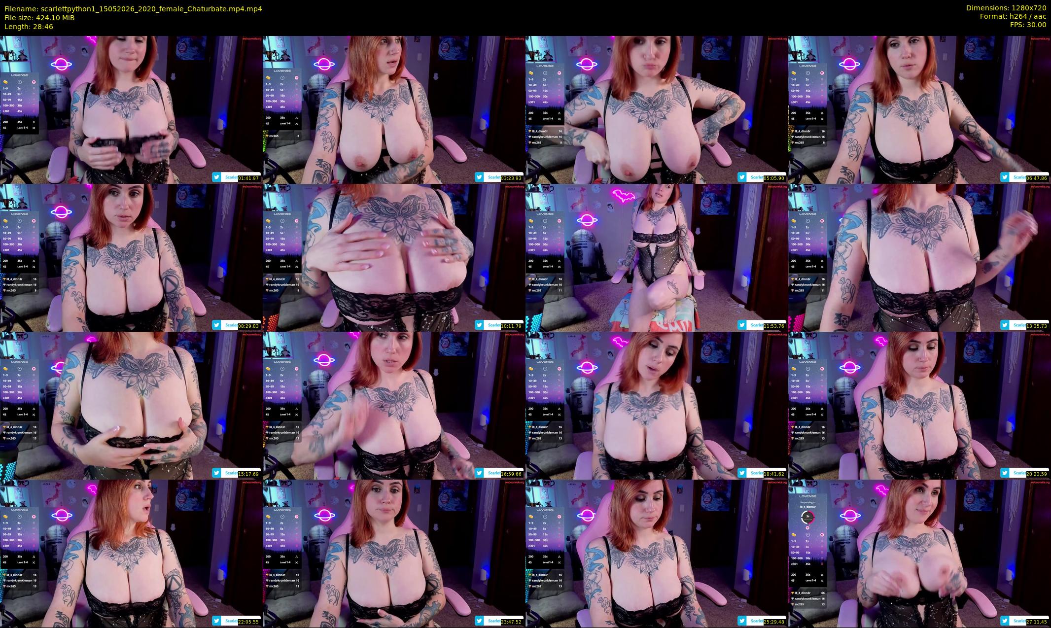 scarlettpython1 — 29 minute Chaturbate Female cam show, May 15, 2026