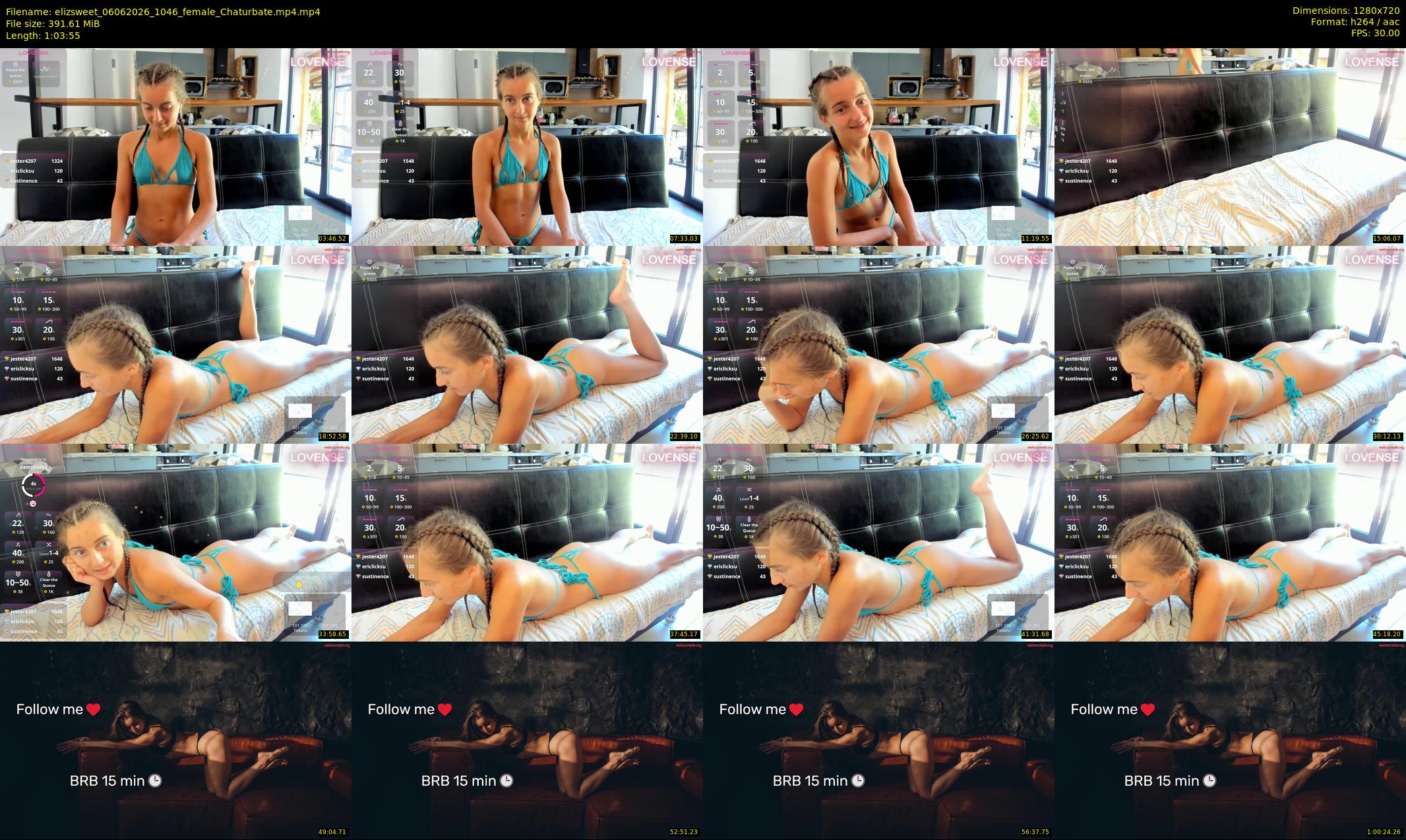 elizsweet — Chaturbate Female cam show, Jun 6, 2026